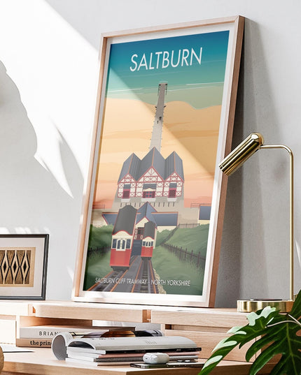 Saltburn Travel Poster Print, Vintage Framed or Unframed Wall Art, Retro Large Home Decor Prints - Black Oak Farm