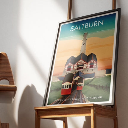Saltburn Travel Poster Print, Vintage Framed or Unframed Wall Art, Retro Large Home Decor Prints - Black Oak Farm