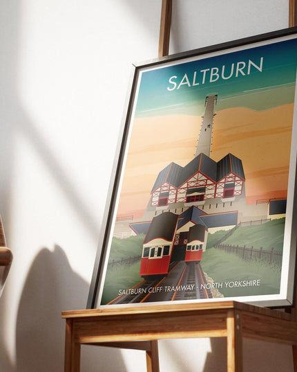 Saltburn Travel Poster Print, Vintage Framed or Unframed Wall Art, Retro Large Home Decor Prints - Black Oak Farm