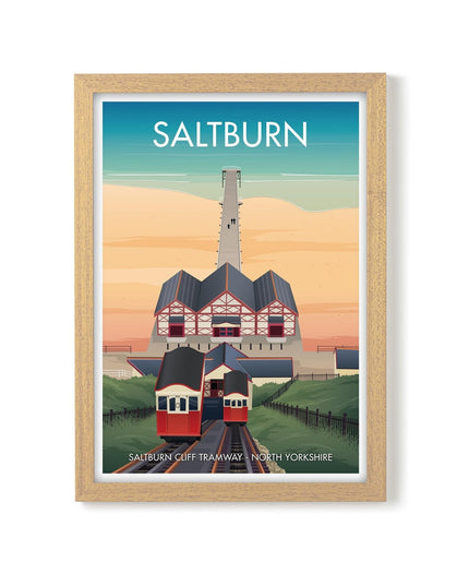 Saltburn Travel Poster Print, Vintage Framed or Unframed Wall Art, Retro Large Home Decor Prints - Black Oak Farm