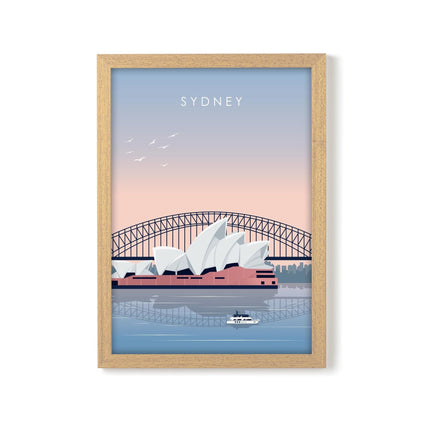 Sydney Travel Poster Print, Vintage Framed or Unframed Wall Art, Retro Large Home Decor Prints - Black Oak Farm