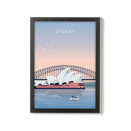 Sydney Travel Poster Print, Vintage Framed or Unframed Wall Art, Retro Large Home Decor Prints - Black Oak Farm
