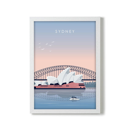 Sydney Travel Poster Print, Vintage Framed or Unframed Wall Art, Retro Large Home Decor Prints - Black Oak Farm