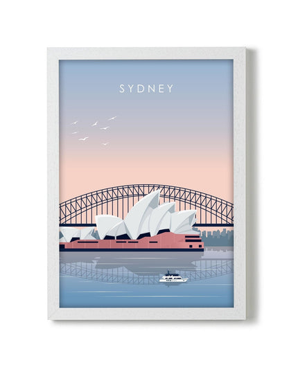 Sydney Travel Poster Print, Vintage Framed or Unframed Wall Art, Retro Large Home Decor Prints - Black Oak Farm