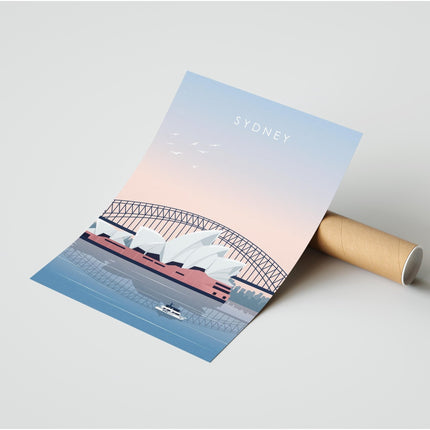 Sydney Travel Poster Print, Vintage Framed or Unframed Wall Art, Retro Large Home Decor Prints - Black Oak Farm