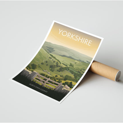 Yorkshire Dales Travel Poster Print, Vintage Framed or Unframed Wall Art, Retro Large Home Decor Prints - Black Oak Farm