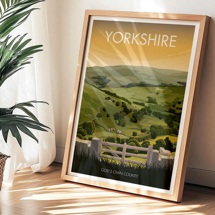 Yorkshire Dales Travel Poster Print, Vintage Framed or Unframed Wall Art, Retro Large Home Decor Prints - Black Oak Farm