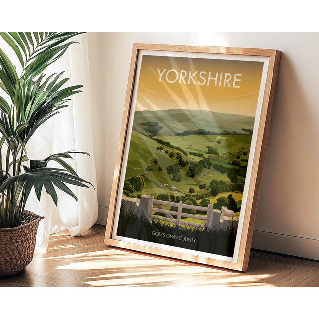 Yorkshire Dales Travel Poster Print, Vintage Framed or Unframed Wall Art, Retro Large Home Decor Prints - Black Oak Farm