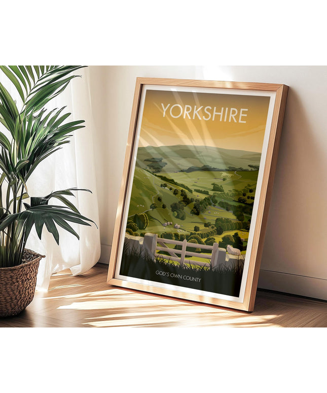 Yorkshire Dales Travel Poster Print, Vintage Framed or Unframed Wall Art, Retro Large Home Decor Prints - Black Oak Farm