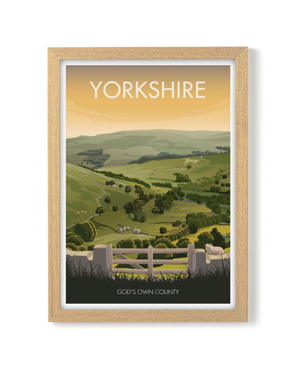 Yorkshire Dales Travel Poster Print, Vintage Framed or Unframed Wall Art, Retro Large Home Decor Prints - Black Oak Farm
