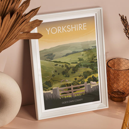 Yorkshire Dales Travel Poster Print, Vintage Framed or Unframed Wall Art, Retro Large Home Decor Prints - Black Oak Farm