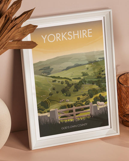 Yorkshire Dales Travel Poster Print, Vintage Framed or Unframed Wall Art, Retro Large Home Decor Prints - Black Oak Farm