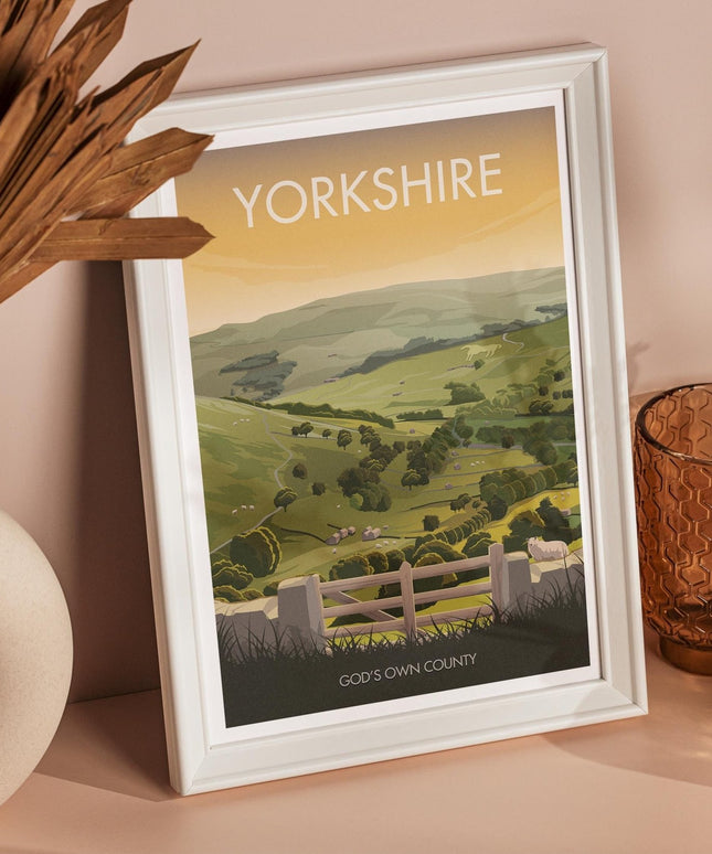 Yorkshire Dales Travel Poster Print, Vintage Framed or Unframed Wall Art, Retro Large Home Decor Prints - Black Oak Farm