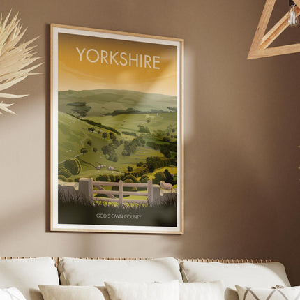 Yorkshire Dales Travel Poster Print, Vintage Framed or Unframed Wall Art, Retro Large Home Decor Prints - Black Oak Farm