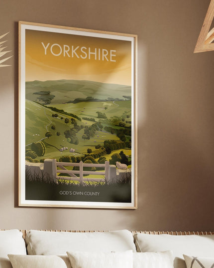 Yorkshire Dales Travel Poster Print, Vintage Framed or Unframed Wall Art, Retro Large Home Decor Prints - Black Oak Farm