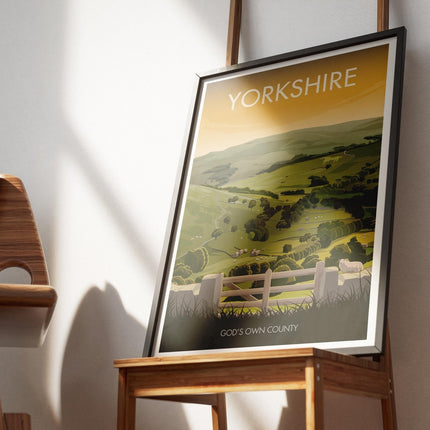Yorkshire Dales Travel Poster Print, Vintage Framed or Unframed Wall Art, Retro Large Home Decor Prints - Black Oak Farm
