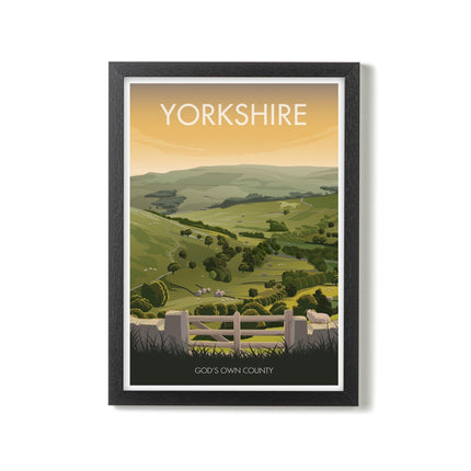 Yorkshire Dales Travel Poster Print, Vintage Framed or Unframed Wall Art, Retro Large Home Decor Prints - Black Oak Farm